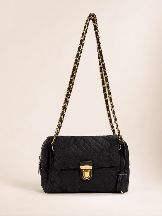 Prada Handbags - Prada Black Quilted Crossbody Bag with Gold Chain